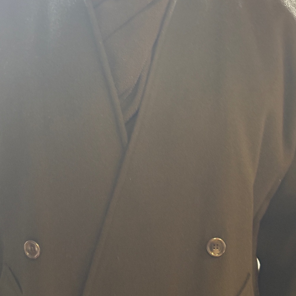 Vintage Michael Tong Black Wool Double-Breasted Long Coat - Picture 6 of 16